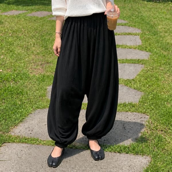 데일리앤 포비 여성 시원한 벌룬팬츠 찰랑 스판 밴딩 얇은 여름 냉장고바지