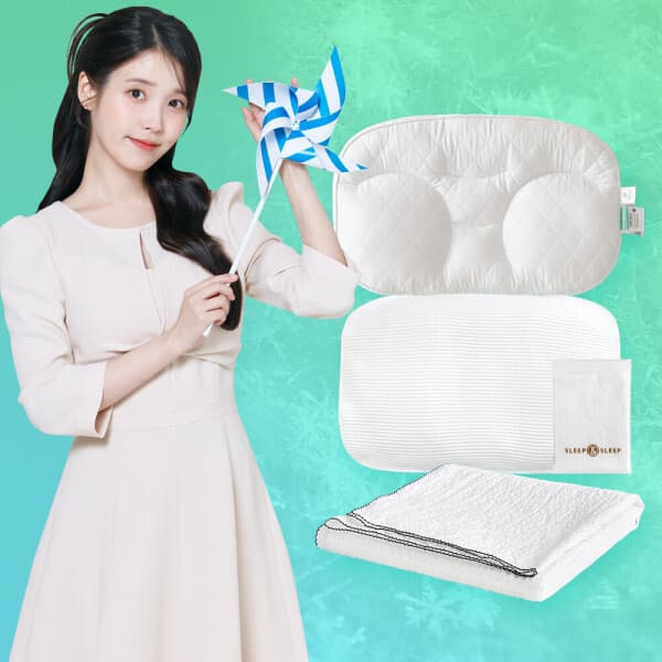 슬립앤슬립 슬립앤슬립 아이유 깊은잠 베개 + 아이스넷 냉감베개커버 + 로레아 여름 홑이불 세트