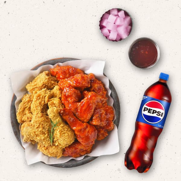 (주)다우기술 멕시카나치킨 후라이드반양념반+콜라1.25L