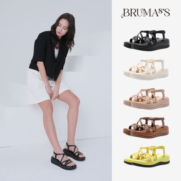 GS_SHOP_TV 브루마스 26SS 천연소가죽 스트랩 통굽샌들