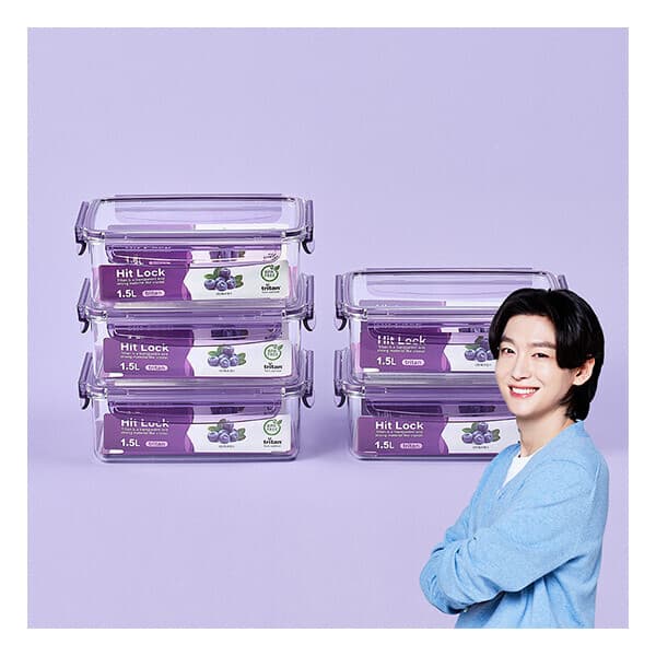 롯데 원티비 에코센스 히트락 올트라이탄 밀폐용기 대형 직사각 1.5L 5개