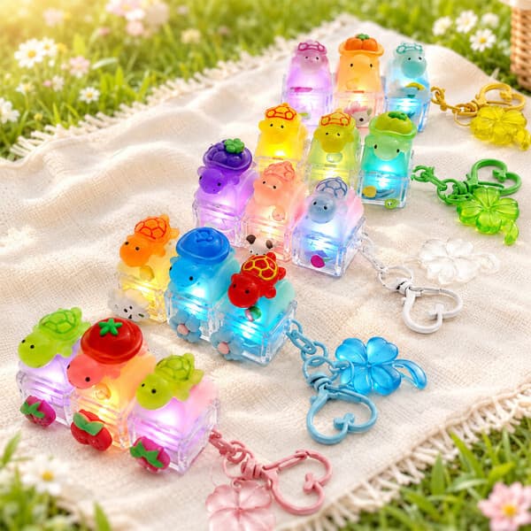 봄이오나봄 5인용 행운 거북이 네잎클로버 LED 3구 키캡 키링 만들기 키트