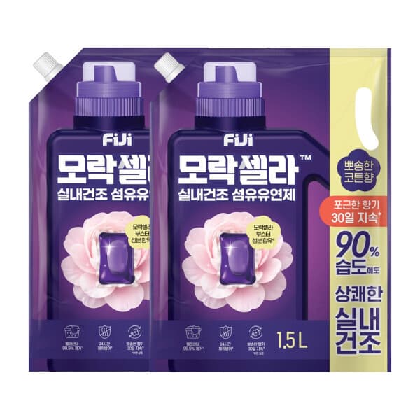 LG생활건강-스타배송 피지 모락셀라 실내건조 섬유유연제 코튼향 리필 1.5L 2개