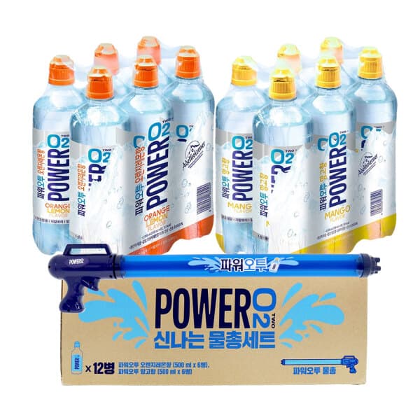 농심-스타배송 농심 파워오투 신나는 물총세트 오렌지레몬향 500ml 6개 망고향 500ml 6개