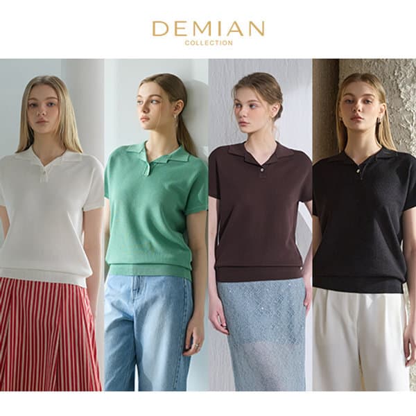 홈앤쇼핑방송 데미안(DEMIAN) 26SS 인견 블렌딩 돌먼 카라 니트