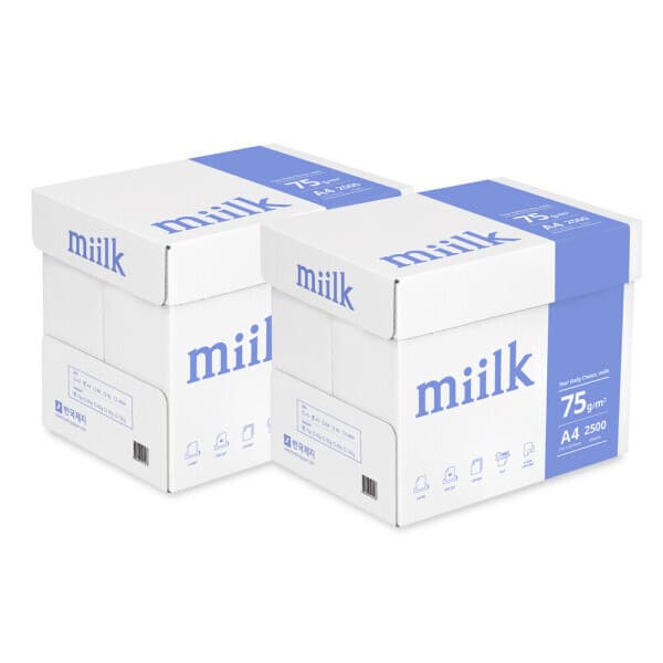 A4세상 밀크 milk 한국제지 A4용지 75g 복사용지 5000매 2BOX - 최저가 38,300원