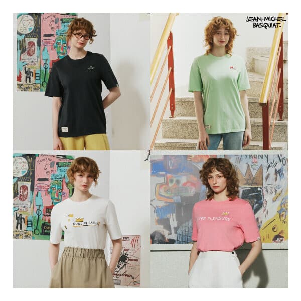롯데 홈쇼핑 바스키아 26SS 여성 아트워크 라운드 반팔티 4종(B607W) - 최저가 49,900원
