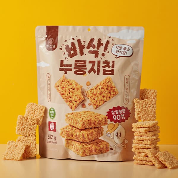 유니크오브제 밀가루ZERO 찹쌀 90% 누룽지칩 502g 2팩