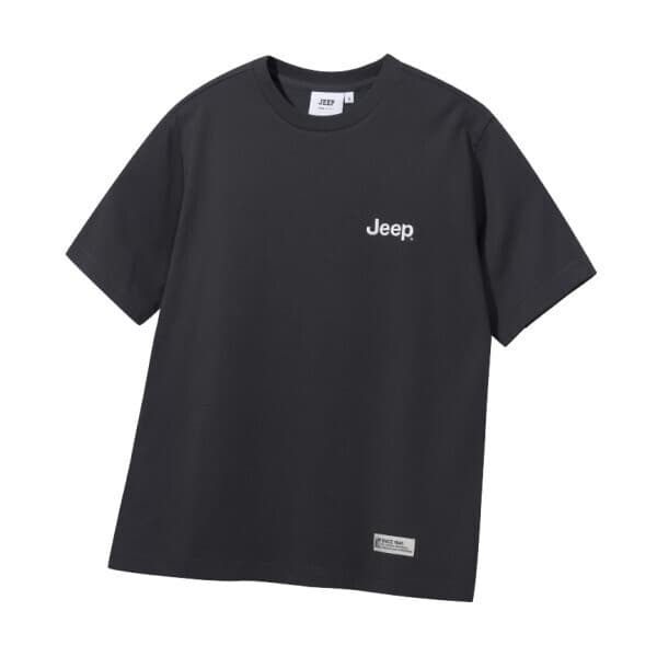 롯데 백화점 JEEP 직자수 클래식 스몰 로고 커플 반팔 다크그레이 티셔츠 JR2TSU0