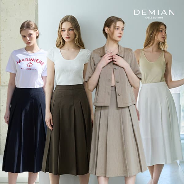 홈앤쇼핑방송 데미안(DEMIAN) 26SS 아카이브 린넨 블렌딩 테일러드 플리츠 스커트 - 최저가 39,000원