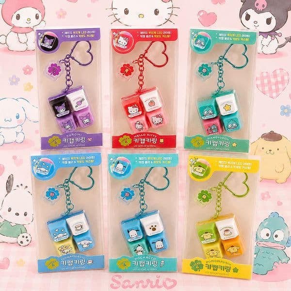 오아시스기프트 산리오 키캡 키링 LED 불빛 4구 클릭커