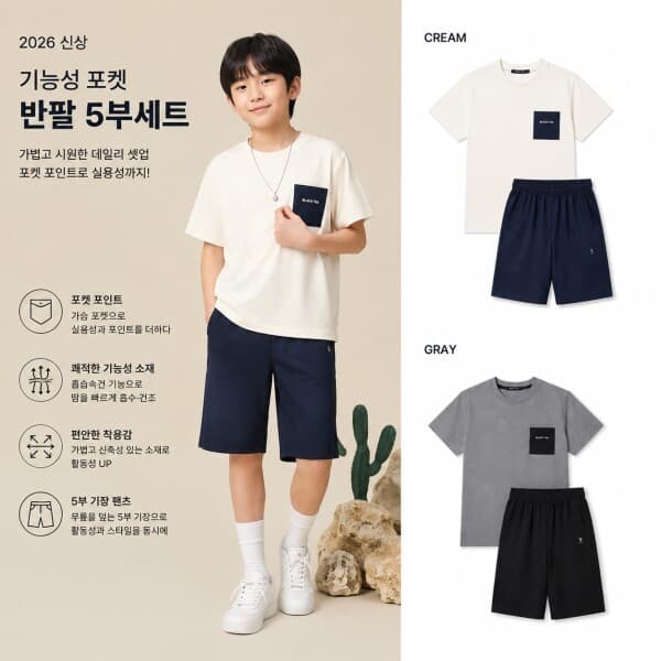 롯데백화점2관 블랙야크키즈 기능성포켓반팔5부세트