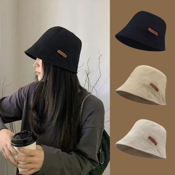 GS_SHOP 여성 라벨 코튼 버킷햇