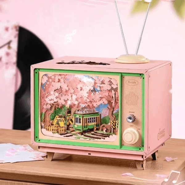 덤벨강 Rolife 3D 벚꽃여행 뮤직박스 오르골 DIY 핸드메이드 블록 모형