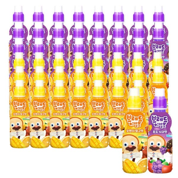롯데칠성스타배송 브레드이발소 오렌지망고 235ml x 24입 + 포도사과 235ml x 24입
