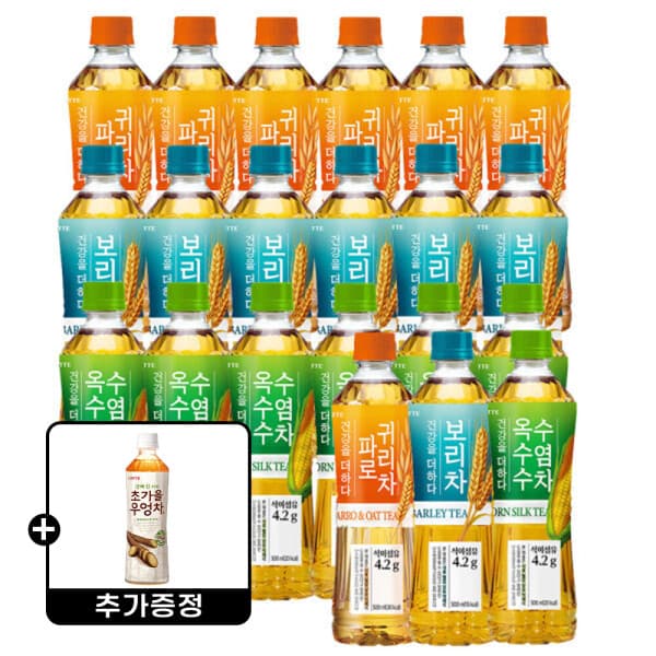 롯데칠성스타배송 더하다 파로귀리차 500ml 6입 보리차 옥수수수염차 우엉차