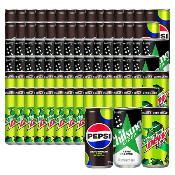 롯데칠성스타배송 펩시제로라임 칠성사이다제로 마운틴듀제로 210ml 30입 세트