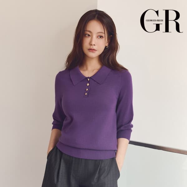 롯데 홈쇼핑 조르쥬 레쉬 26FW 버튼 포인트 카라 니트 - 최저가 69,900원