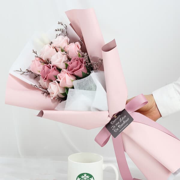 라비나. Soap Flower Bouquet Graduation Birthday Gift