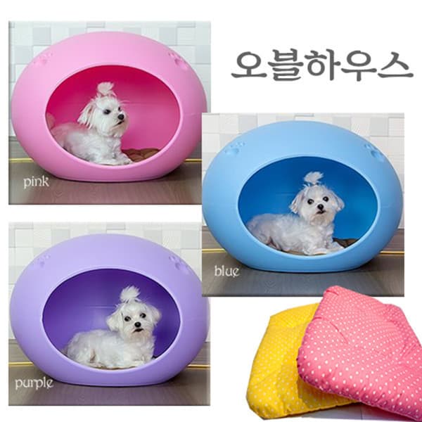 퍼독 오블하우스 향균 동굴형 강아지 방석포함 물청소 하우스