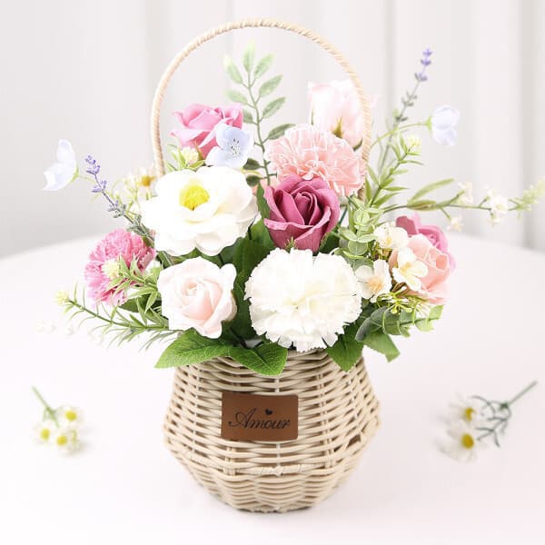 라비나. 카네이션꽃바구니 비누꽃 화분