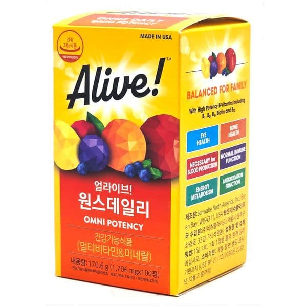 부지런상회 얼라이브 종합비타민 윈스데일리 1724mg X 100정