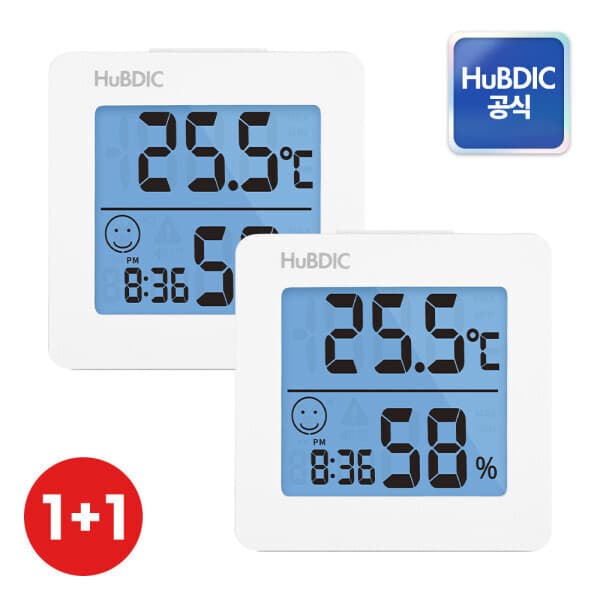 휴비딕공식 휴비딕 디지털 온습도계 시계 알람 야간조명 HT-1