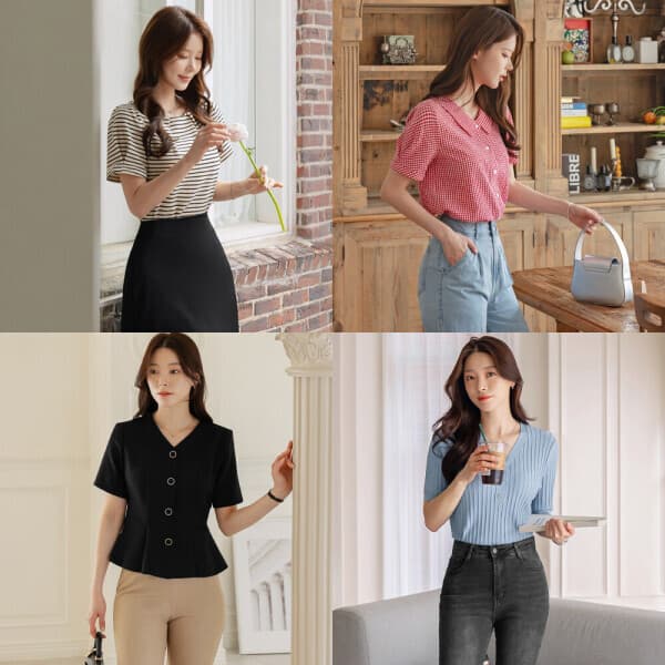 시크라인(CHICLINE) 빅사이즈 체크 쉬폰 블라우스 - 최저가 39,800원
