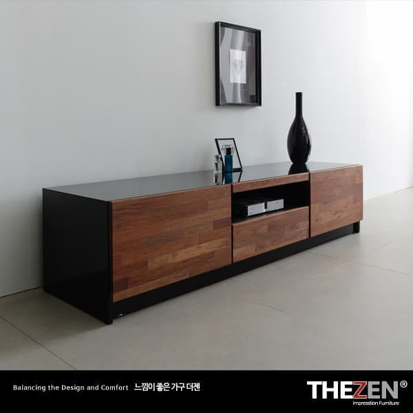 THEZEN 브렌츠 멀바우 고급원목 1500거실장 상판흑경 - 최저가 183,210원