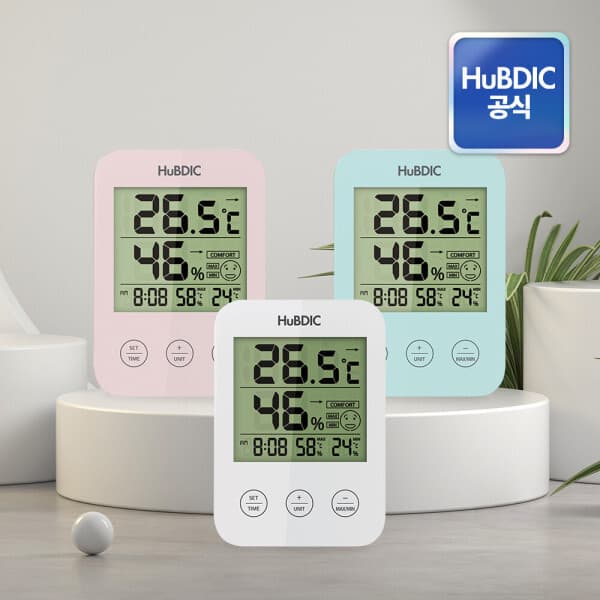 휴비딕공식 휴비딕 디지털 시계 벽걸이스탠드형 온습도계 HT-3